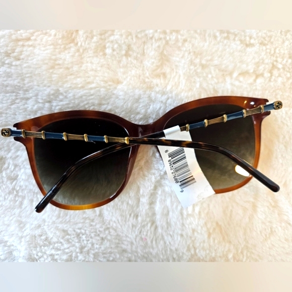 GUCCI Brown Tortoise Havana Green Gradient Lens Square Sunglasses Bamboo GG NWT - Picture 6 of 14